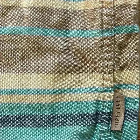 Men's Striped Casual Button Down Shirt - Blue and Brown - Picture 5 of 9